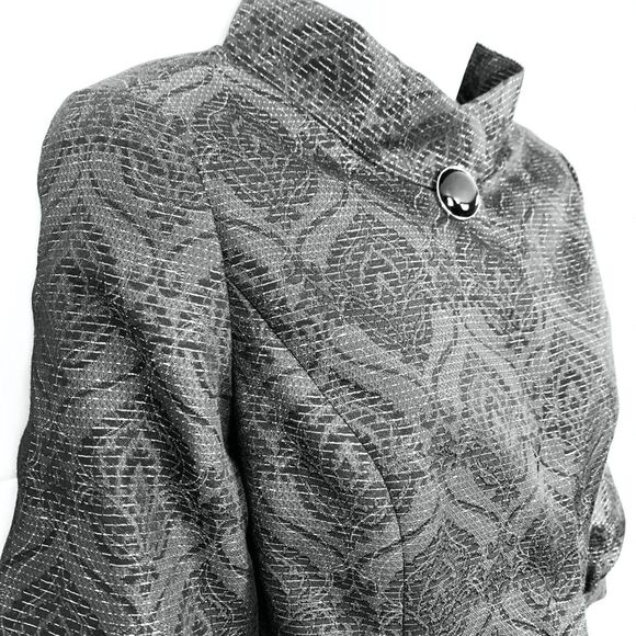 CLASSIQUES ENTIER Womens Petite Puff Sleeve Black Silver Whimsigoth Jacket S - Picture 2 of 16
